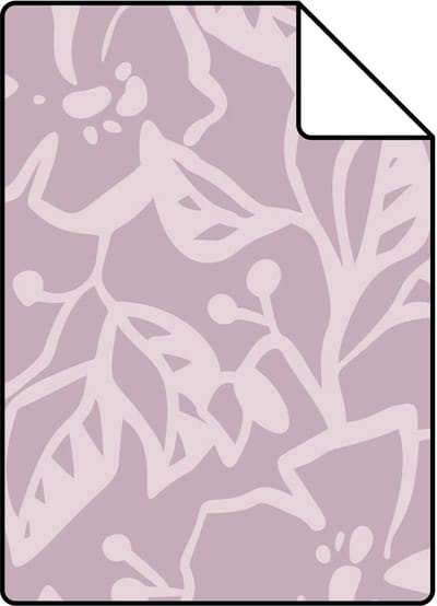 Proefstaal ESTAhome behang bladeren en bloemen lila paars - 26.5 x 21 cm - 131374-S