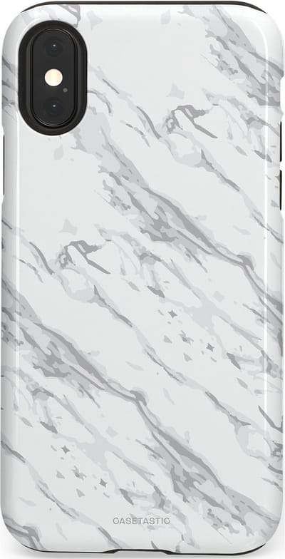 Casetastic hoesje geschikt voor Apple iPhone X / Apple iPhone XS - Dubbellaagse bescherming - Arctisch Marmer - Fashion Case - Wit Lichtgrijs