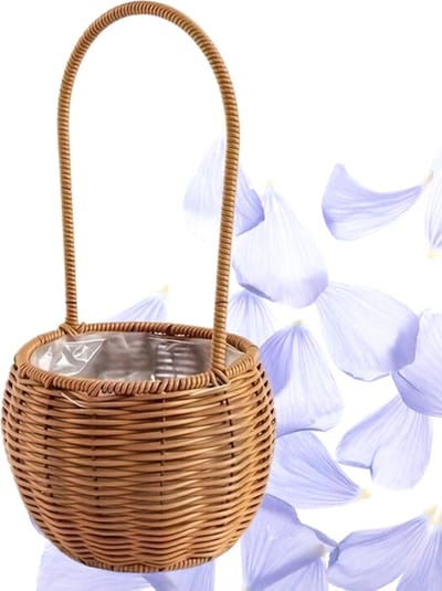 Livano Bloemenmandje Bruiloft - Strooimandje - Huwelijk - Bruidsmeisje - 15cm - Rond