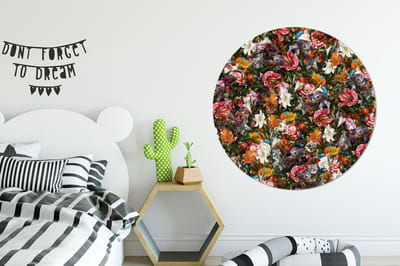 WallCircle® - Behangcirkel 140x140 cm - Muurstickers Bloemen - Vlinder - Design - Kunst - Abstract - Schilderij - Oude meesters - Muurcirkel woonkamer - Wandcirkel slaapkamer - Kamer decoratie zelfklevend - Muurdecoratie accessoires