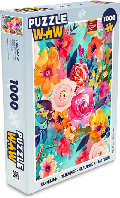 Puzzel Bloemen - Olieverf - Kleurrijk - Natuur - Legpuzzel - Puzzel 1000 stukjes volwassenen