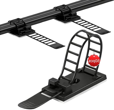50 Stuks Zelfklevende Kabelclips, Verstelbare Kabelhouder voor Bureau, Kabelorganizer voor Thuis en Kantoor met Plakpad