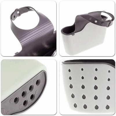 Hangmand voor gootsteen, sponshouder, kraan met houder, organizer (grijs)