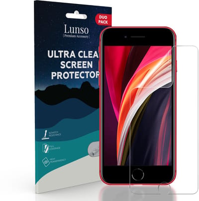 Lunso - Duo Pack (2 stuks) Beschermfolie - Full Cover Screen Protector - Geschikt voor iPhone 7 / 8 / Geschikt voor iPhone SE (2020)