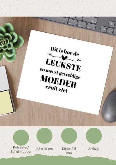 Akyol - dit is hoe de leukste en meest geweldigste moeder eruit ziet Muismat - Mama - meest leukste moeder - moeder cadeautjes - moederdag - verjaardag - geschenk - kado - moeder artikelen - 23 bij 19 cm