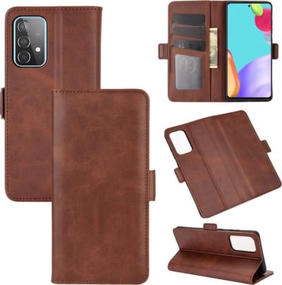 MobyDefend Hoesje - Geschikt voor Samsung Galaxy A52 / A52s - Luxe Wallet Book Case (Sluiting Zijkant) - Bruin