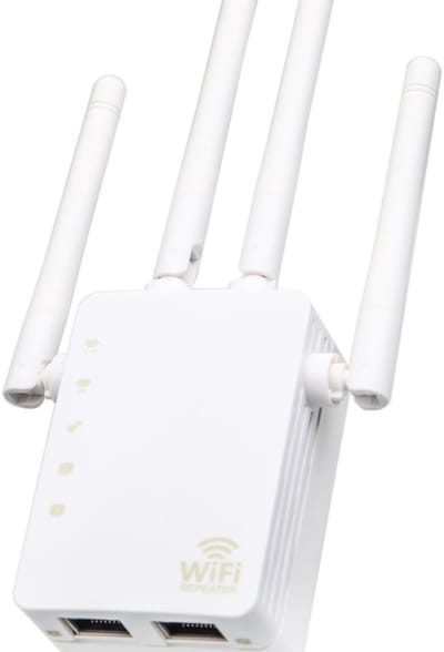 GELLDG 1200 Mbps Dual-Band - 2,4 GHz en 5 GHz - WiFi-signaalversterker - Repeater - WPS-ondersteuning - Uitgerust met Ethernet LAN-poort en 4 2 dBi-antennes - Bereik tot 200 vierkante meter - Geschikt voor alle WiFi-apparaten - Wit