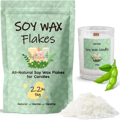 Premium Soja Wax Vlokken voor Natuurlijke Kaarsen, 100% Biologisch en Puur, 1KG