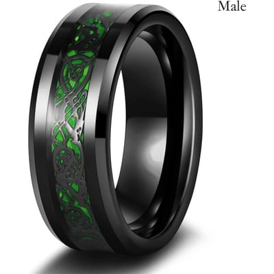 Mode Partnerringen Romantische Dames Hart Groene Strass Zirkonia Ring Heren Roestvrij Staal Keltische Draak Ring Trouwjuwelen 13 black