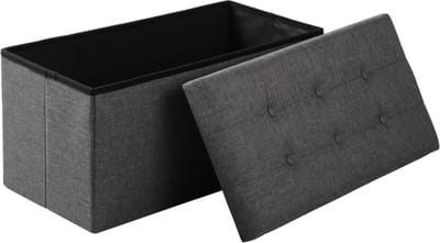 Opbergbank - Grijs - Zitbank Poef - Opbergbox Hocker - 76x38x38cm