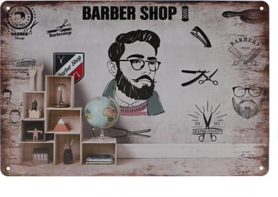 Wandbord – Barber shop - Barbier - Vintage - Retro -  Wanddecoratie – Reclame bord – Restaurant – Kroeg - Bar – Cafe - Horeca – Metal Sign – 20x30cm