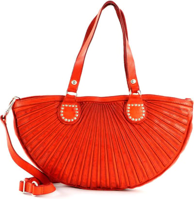CAMPOMAGGI Leren Schoudertas Half Moon Shopping Bag Cotto Terracotta
