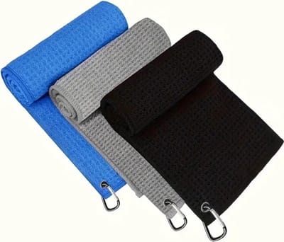Livano Golf Handdoek - Golfhanddoek - Golf Accessoires - Towel - Comfortabel - Zwart+Grijs+Blauw