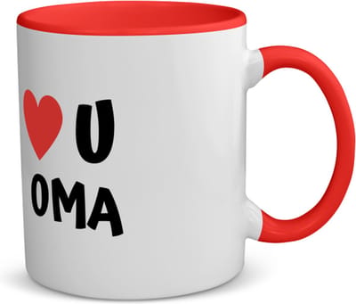 Akyol - love u oma koffiemok - theemok - rood - Oma - de liefste oma - verjaardag - cadeautje voor oma - oma artikelen - kado - geschenk - 350 ML inhoud