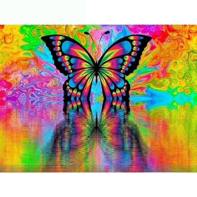 Peinture Diamant Papillon Forage Complet Rond Image de Strass Mosaïque Diamant Broderie Diamant 20X30CM black