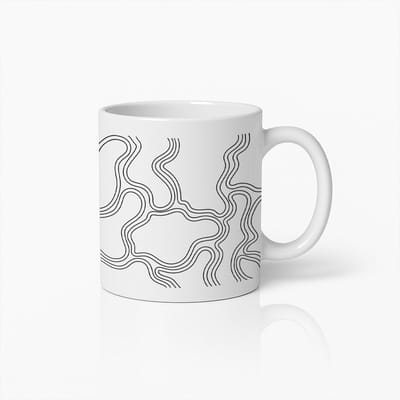 Abstracte Lijnkunst Mok 330ml – Minimalistische Zwart-Wit Koffiebeker – Modern Geometrisch Ontwerp Cadeau voor Kunst- & Designliefhebbers