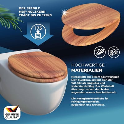 closing mechanism I High quality - toiletdeksel met snelsluiting voor eenvoudige reiniging, Duroplast wc-deksel