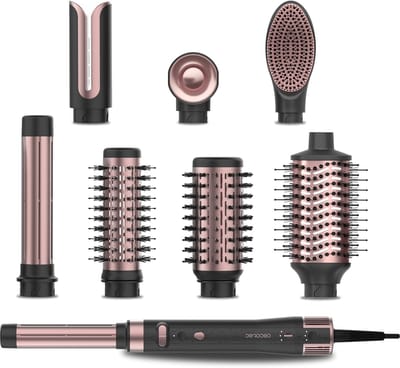 Haarstyler met 8 koppen - Föhn borstel - Haar stylen - Borstelloze motor - 41 x 9.5 x 7.5 cm