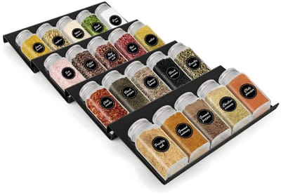 KAD® Kruidenpotjes - Verticale Kast Organizer voor Kruidenpotjes - Kast Organizer - Zwart - 6cm x 18cm x 32cm