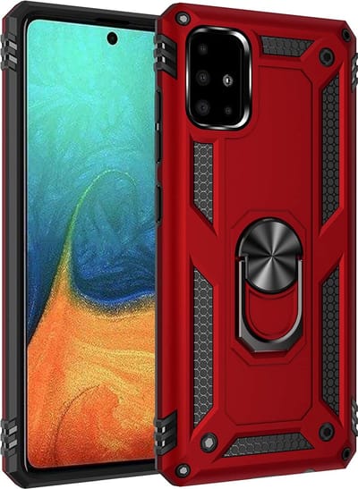 Ring Armor hoesje Geschikt voor Samsung Galaxy A71 - Rood - Draaibare standaard - Magneet - ZT Accessoires