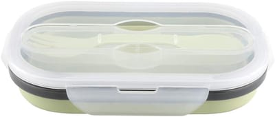 VHV-Opvouwbare Bento Lunch Box - Siliconen Broodtrommel en Vershoudbakje - Lekvrije en Compacte Lunchtrommel voor Kinderen en Volwassenen - Geschikt voor Magnetron en Vaatwasser - School, Kantoor en Picknick - Groen