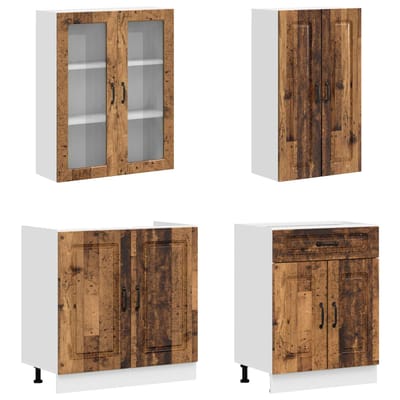 vidaXL - Keukenblok - KALMAR - 4 - st - Oud - hout - Bewerkt - hout