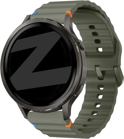 Bandz Siliconen 'Wave' bandje geschikt voor Garmin Vivoactive 4s / Vivomove 3s / Venu 4 - 41mm / Venu 3s / Venu 2s / Forerunner 265s / Forerunner 255s - Legergroen