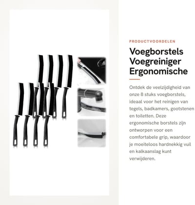 Dailygoods- Voegborstel Set van 8 Stuks - Ergonomische Antisliphandgreep - Voegreiniger - Voegsnijder - Voor Tegels en Badkamers - Voor Gootstenen en Toiletten - Reinigingsborstel