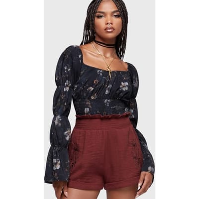Killstar - Gothic Shorts - Twilight Boho Summer - Thornwake Shorts - XS tot 4XL - voor Vrouwen - rood
