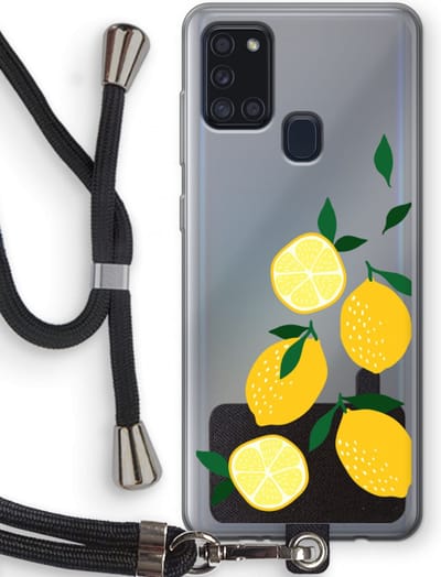 Case Company® - Hoesje met koord geschikt voor Samsung Galaxy A21s hoesje met Koord - You're my lemon - Telefoonhoesje met Zwart Koord - Bescherming aan alle Kanten en Over de Schermrand
