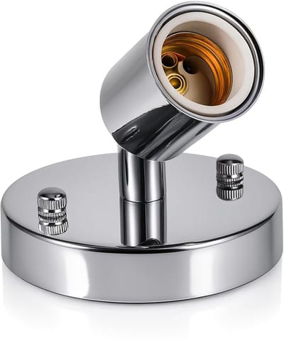 Plafondlamp Wandhouder - E27 Fitting - Verstelbare Verlichting - 180 Graden Draaibaar - 20 x 17 x 7 cm - Zilver