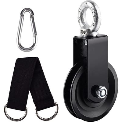 360 graden roterende stille nylon fitnesskabelpoelie met ophangriemen en karabijnhaak LAT-poeliesysteem DIY-bevestigingsaccessoires 1 set