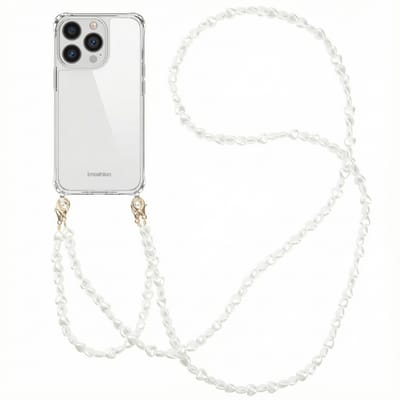 imoshion Hoesje - Geschikt voor Apple iPhone 13 Pro - Backcover met koord + armband - Parels hartjes - Parels Hartjes