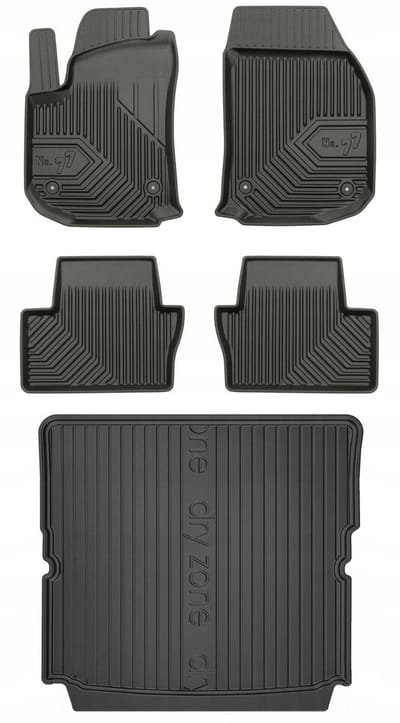 FROGUM 77 Set Automatten en Kofferbakmat - Geschikt voor OPEL ZAFIRA B (2005-2014) - 7 Personen - TPE Rubber - Zwart