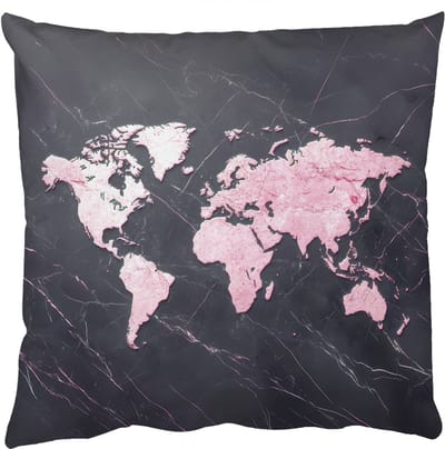 Sierkussens - Kussentjes Woonkamer - 50x50 cm - Wereldkaart - Roze - Marmer