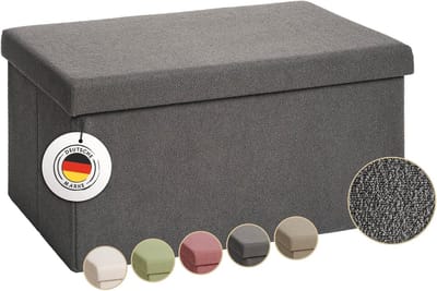 Opbergbank met extra opbergdoos - Comfortabele zitzak met opbergruimte 76x38 cm - Kinderopberger - Teddy zitzak - Zitting box in antraciet