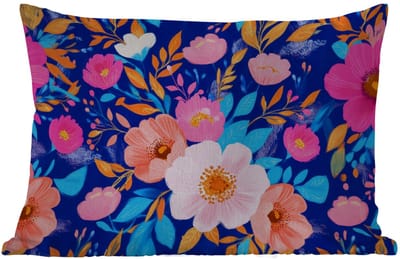 Buitenkussens - Bloemen - Blauw - Roze - 60x40 cm - Weerbestendig