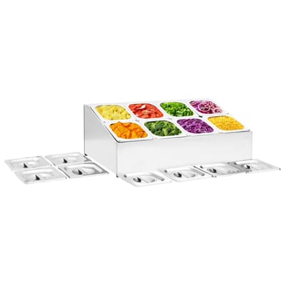 vidaXL - Gastronormbakkenhouder - met - 8 - GN - 1/6 - bakken - roestvrij - staal