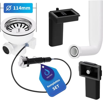 Zeefkorfventiel Spoelbak - Afvoerplug Set - Keuken Afvoer - Draaiexcenter Bediening - 114 mm Diameter