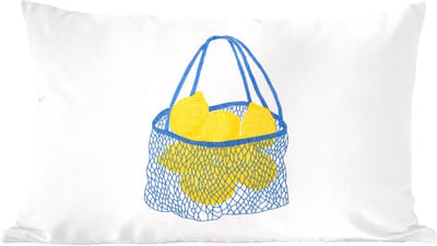 Sierkussens - Kussentjes Woonkamer - 60x40 cm - Tas - Blauw - Citroenen - Illustratie