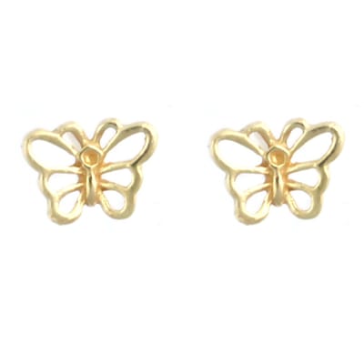 Oorknopjes goud op zilver vlindertje 6x8 mm