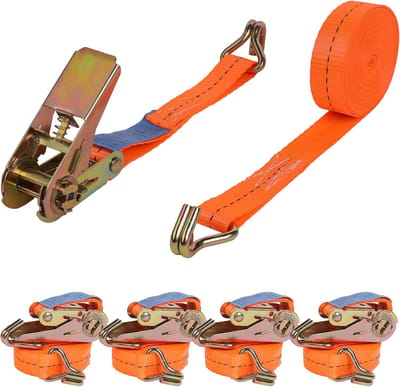Spanbanden met Ratel 4 m - 25 mm - 800 kg - Oranje - Polyester - 4 Stuks