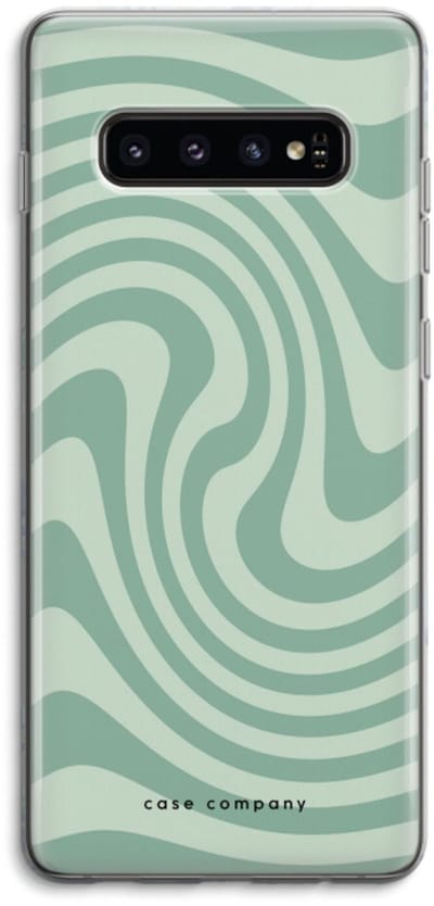 Case Company® - Hoesje geschikt voor Samsung Galaxy S10 4G hoesje - Swirl Groen - Soft Cover Telefoonhoesje - Bescherming aan alle Kanten en Schermrand
