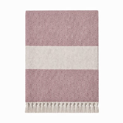 Hamamdoek, Strandlaken, 100x180 cm, 100% Katoen, 450 gr, Zacht en Sneldrogend, Sauna, Spa, Strand, Yoga, Luxe Hamamdoek, Diamond Design, Terracotta, Duurzaam, De Linde Home