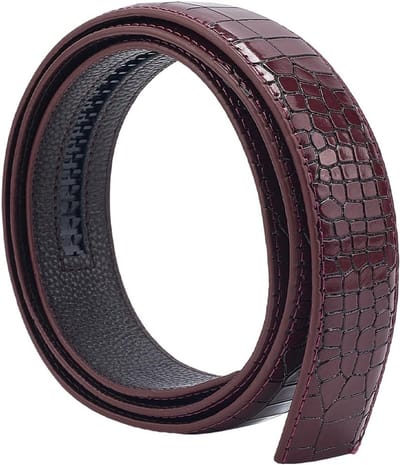 Dailygoods - Ratelriem van echt leer, reserveband van reliëf rundleer, vintage krokodil, breedte 3,5 cm, volledige riem, donkerrood, zonder gesp, voor dames en heren