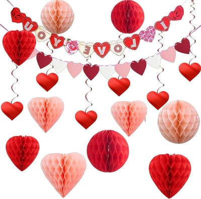 Herbruikbare Hartvormige Versieringen voor Valentijnsdag - 18 Delige Set, Eenvoudig te Installeren, Ideaal voor Feestdagen, Bruiloften en Jubileums