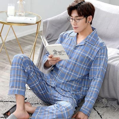 Heren Lente Herfst Puur Katoen Pyjama Lange Mouw Vest Middenleeftijd Ouderen Huiskleding Set Jeugd Casual Losse Pyjama 3XL gray