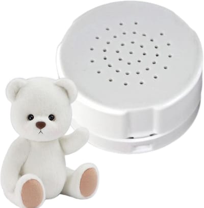 Geluidsrecorder Pluche Dier - Spraakmodule Knuffel - Bericht Opnemen - 60 Seconden Opname - 45 mm Diameter - Wit