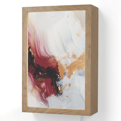 Wandlamp 20x30 cm - Oplaadbaar - Rood - Abstract - Goud - Modern - Wandlampen binnen woonkamer - Slaapkamer lamp met kabel - Decoratieve nachtlamp - Vloerlamp snoer
