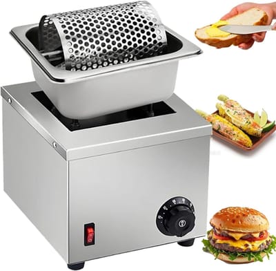 Boterrol Smeltwarmer - Smeltapparaat Roestvrij Staal - Gelijkmatig Smeren - 360° Verspreiderwiel - 30-110°C Regelbaar - Zilver